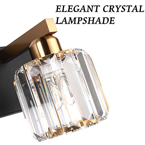 Aipsun Crystal Vanity Light Black Bathroom Vanity Lighting Fixtures 3 Lights Modern Vanity Light for Bathroom (Exclude Bulb) - color: Black Gold (Round), size: 23 inch