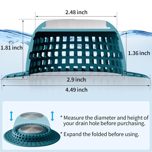 Aluvor Shower Drain Hair Catcher Bathtub Drain Cover Sink Drain Protector | Bathroom Sink & Bathtub Drain Strainer for Pop-Up & Regular Drains, Silver Light Blue - color: Silver Light Blue