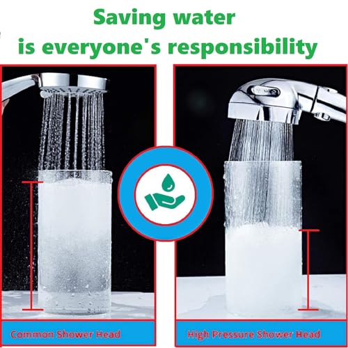 3-Setting Detachable Shower Head, Chrome Finish | High Pressure Water Saving, ON/OFF Switch, 3 Spray Modes, Interface G1/2 (0.8 inches)