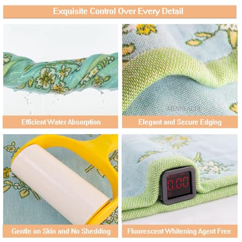 100% Cotton Face Towels Reusable Hand Towels for Bathroom Set with Hanging Loops Quick Dry Turkish Hand Towels Set Double-Faced Jacquard 4ply Cotton Gauze,4PC,13.4"x15.7" - color: 3