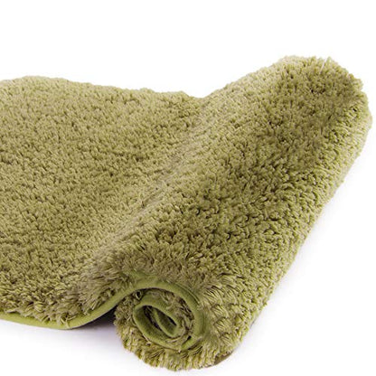 Walensee Bath Rug - Non Slip, Soft Microfiber Shaggy Bath Mat (20 x 32, Olive Green) Water Absorbent, Machine Washable, Thick Plush Shower Mat - color: Olive Green, size: 20" x 32"
