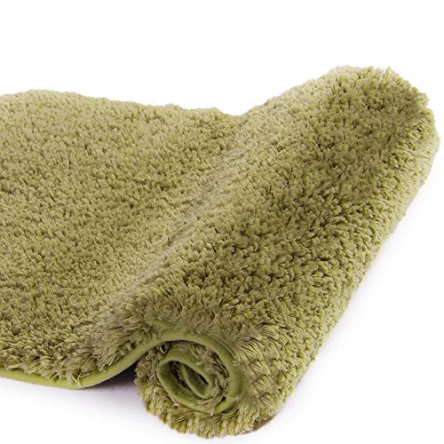 Walensee Bath Rug - Non Slip, Soft Microfiber Shaggy Bath Mat (20 x 32, Olive Green) Water Absorbent, Machine Washable, Thick Plush Shower Mat - color: Olive Green, size: 20" x 32"