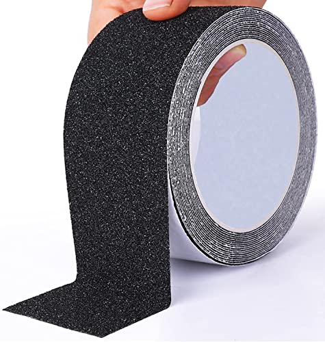 Anti Slip Tape, Waterproof Self Adhesive Black 2"x32.8Ft Grip Tape | Heavy-Duty High Traction Tape, Wear Resistant Indoor & Outdoor Stairs, Ramps, Walkways, Skateboards - color: Black, size: 2 Inch x 32.8ft