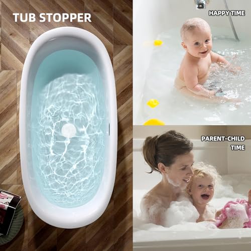 Tub Stopper 2PCS,Bathtub Drain Stopper,6 inches Bathtub Tub Drain Cover Stopper,Silicone Drain Plug,Kitchen Bathroom Hair Water Shower Stopper,Large Bathroom Laundry Accessories (Grey/White) - color: Grey/White
