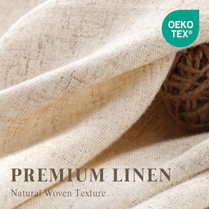 Linen Shower Curtain Beige Boho Cream Natural Cloth 48" W x 72" L | Linen Fabric, Boho Farmhouse, Woven Texture, Natural Cloth, Elegant Drape, Washable, Shower Curtain for Bathroom Bathtub - color: Linen-beige, size: 48"W x 72"L