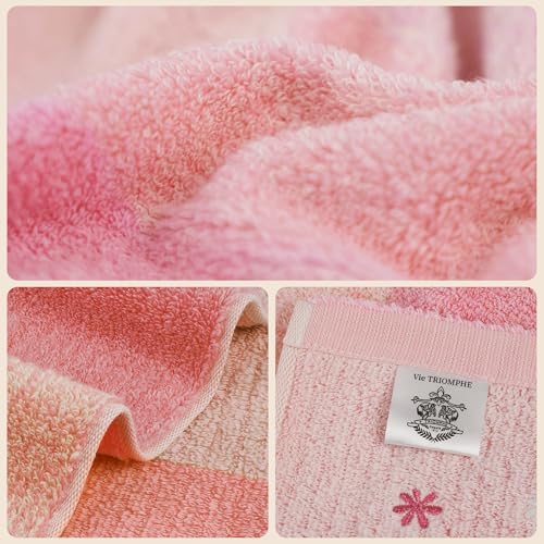 Vie Triomphe Zero Twist Towel Set 2 Pack - Pink Checkered Face Towel 14x15 & Hand Towel 14x31 - Non Twist Cotton Ultra Soft Fluffy Absorbent Bathroom Gym Travel Spa Hotel Grid Pattern 2 Piece Gift - style: 2 Pack of Zero-Twist Towels Sets: Hand Towel +Was