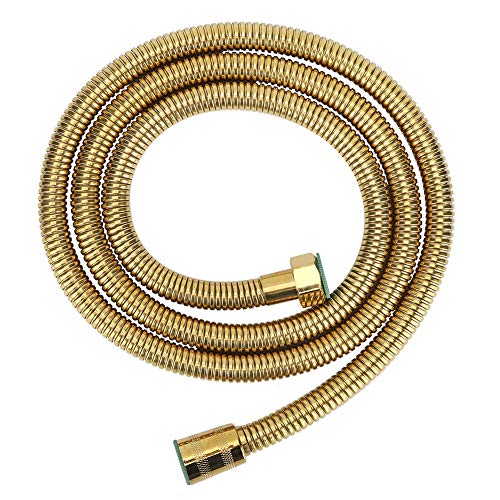 Extra Long Shower Hose 5ft/1.5m, Stainless Steel | Rubber Inner Tube | Handheld Shower Replacement | Bathroom & RV | Pet Cleaning | Flexible & Kink-Resistant(Gold) - color: 5Ft Gold