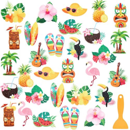 Fullhawl 30 Pcs Tropical Non Slip Shower Stickers, Bathtub Safety | 30 Pack Tropical Style, Vibrant Decorative Pattern, Slip Resistant Surface, Adds Safety to Shower and Bathtub Floors - style: Hawaii