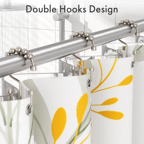 Bathway Nickel Shower Curtain Hooks, 12 Pcs Double Sided Shower Hooks, Rust Proof Metal Shower Hooks for Bathroom, Modern Shower Rings with Cylinders for Shower Curtain & Liners - color: Nickel, style: Modern Shower Hooks with Cylinders