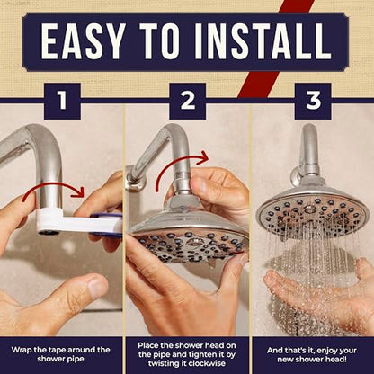 6-Inch Chrome Shower Head with 6 Settings, High Pressure Showerhead for Low Flow, Enjoy a Relaxing High Pressure Shower, Perfect Replacement for Any Bathroom - Winthorpe Scotch Mist
