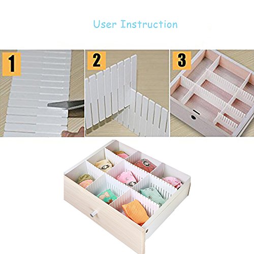 Onerbuy 8pcs Adjustable Grid Drawer Dividers DIY Plastic Closet Separator Tidy Organizer Container for Underwear Socks Belt Office Supplies - color: Fence