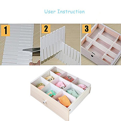 Onerbuy 8pcs Adjustable Grid Drawer Dividers DIY Plastic Closet Separator Tidy Organizer Container for Underwear Socks Belt Office Supplies - color: Fence