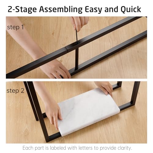 KES Standing Towel Rack, Heavy Marble Base, 2-Tier Floor Stand, Matte Black | 7.39 Lb Marble Base, Prevents Tipping, 34.3" & 38.2" H Fit Bath Sheets, Shelf Storage for Towels and Toiletries