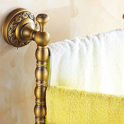 ZHOUXIAO All Brass Swing Out Towel Bar Holder Wall-Mounted/Gold Bathroom Swivel Towel Rack Hanger Organizer for Bathroom, Vintage Brushed Nickel Towel Bar Folding Arm Swivel 4 Bars