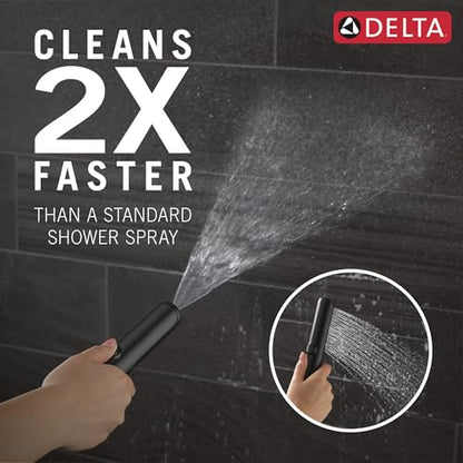 Delta 2-Setting Matte Black Wall Mount Handheld Shower Head with ProClean Spray, Hand Held Shower Head and Hose with High Pressure Spray, Matte Black 51537-BL - color: Matte Black