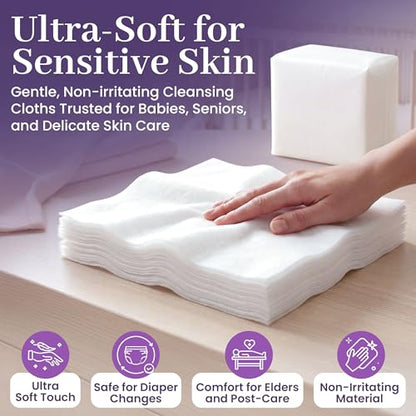 Disposable Dry Wipes, 100 Pack – Ultra Soft Non-Moistened Cleansing Cloths for Adults, Incontinence, Baby Care, Makeup Removal – 9.5" x 13.5" - Hospital Grade, Durable – by ProHeal