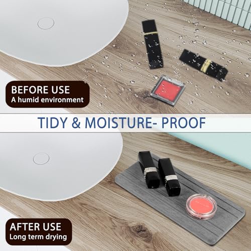 2PCS Water Absorbing Stone Tray, Quick Drying Diatomite Stone Sink Tray, Water Absorbent Diatomite Coasters for Kitchen Sink, Bathroom Counter Hand Soap Dish Toothbrush Holders - color: 2pcs 21×10cm Gray Stripe