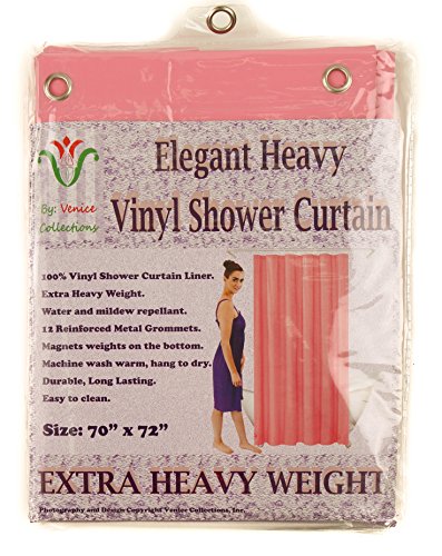 Elegant Home Heavy Duty Vinyl Shower Curtain Liner with 12 Metal Grommets Dusty Rose - color: Dusty Rose