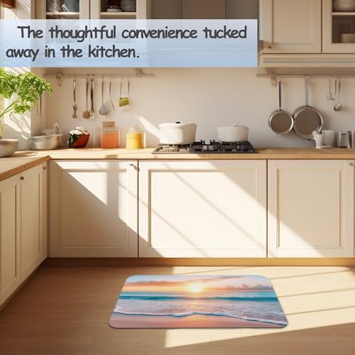 Sunset Beach Bathroom Mat, Non-Slip Rubber Backing Thin Low-Profile Bath Rug, Easy-Clean Bathroom Floor Mat for Shower, Bathtub, Kitchen, or Entryway - color: Sunset Beach