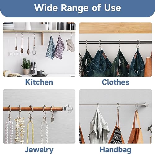 Titanker Shower Curtain Hooks Rings, Rust Resistant Metal Double Glide Shower Hooks Rings for Bathroom Shower Rods Curtains, Set of 12 Hooks - Nickel - color: Nickel, style: Modern