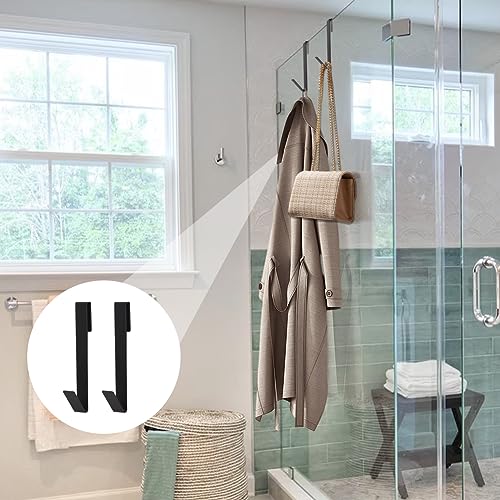7 Inch Frameless Shower Door Hooks, Heavy Duty Stainless Steel Over the Door Towel Hooks for Glass Shower Door, No Drill Bathroom Robe Hooks, 4 Pack - size: 7 Inch
