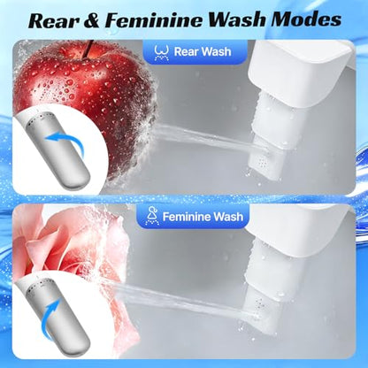 Left-Hand Bidet Attachment for Toilet,0.23 Inch Ultra-Thin Non-Electric | Foldable Dual Nozzle,One Click Quick Detach,Adjustable Water Pressure,Cold Water Only,Fits Most Toilets,Rotation Control,Oval
