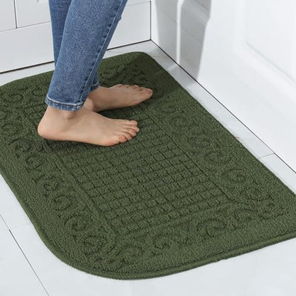 COSYHOMER 32x20 Half Round Kitchen Rug,Non Slip Washable Mat,Green 1PC | Polypropylene tufted textile,small half circle rug,kitchen sink mat,Kitchen floor mat - color: Green, size: 1'8" x 2'8" (Semicircular)
