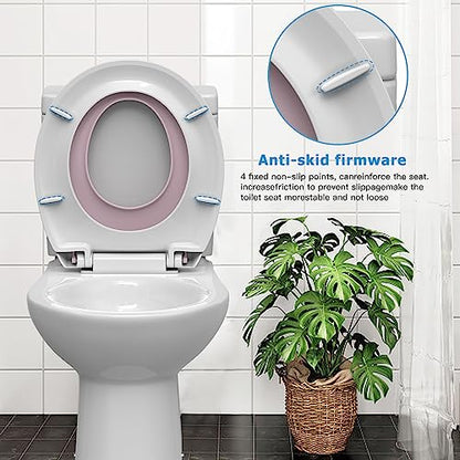 Toilet Seat Elongated White Flat Toilet Seat Cover with Quick Release Easy Clean Hinges, Comfortable Fit for Standard Toilets, Perfect for Home Bathroom Upgrades, Apartments and Guest Restrooms - size: Round