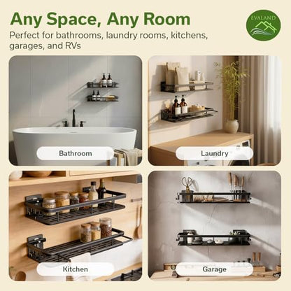 Adhesive Shower Caddy, Rustproof Stainless Steel Bath Organizers With Large Capacity, No Drilling Shelves for Bathroom Storage & Home Decor