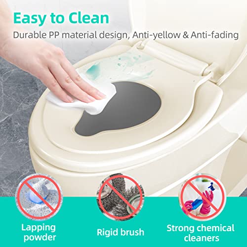 Elongated Toilet Seat with Built-in Potty Training Seat for Toddlers& Adults, Slow Close, Never Loosen, Heavy Duty, Ergonomic, Space Saving Toddler Toilet Seat, (Elongated 18.5", Oval, Bone/Almond) - size: Elongated 18.5"(Bone/Almond)