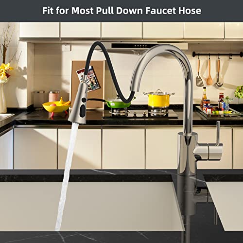 Hibbent 3-Function Pull Down Kitchen Faucet Head Replacement with 12 Adapters, NSF/ANSI/CAN 61 & CUPC Certified Sink Spray Nozzle, Compatible with Moen, Delta, Kohler Faucets, Brushed Nickel - color: Brushed Nickel