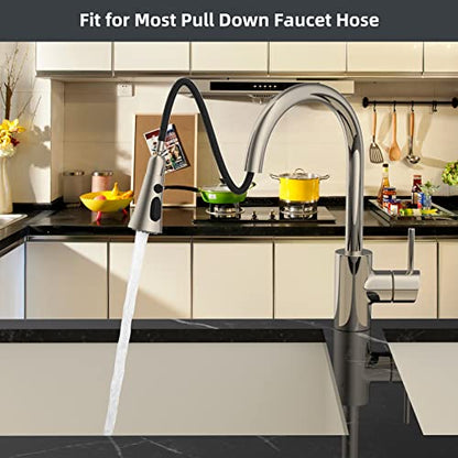 Hibbent 3-Function Pull Down Kitchen Faucet Head Replacement with 12 Adapters, NSF/ANSI/CAN 61 & CUPC Certified Sink Spray Nozzle, Compatible with Moen, Delta, Kohler Faucets, Brushed Nickel - color: Brushed Nickel