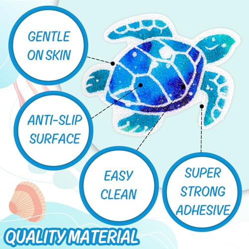AnyDesign Non-Slip Bathtub Stickers Under The Sea Adhesive 20Pcs Blue Ocean Animal Seaweed Turtle Anti Slip Shower Tread Adhesive Applique Decal with Scraper for Summer Bathroom Floor
