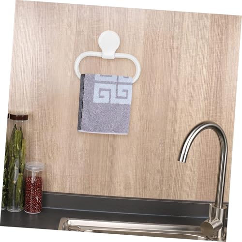 Self-Adhesive White Towel Ring for Bathroom and Kitchen No Drilling Required Premium Abs Material Easy Installation Towel Holder with Simple Design