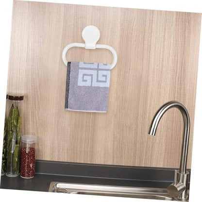 Self-Adhesive White Towel Ring for Bathroom and Kitchen No Drilling Required Premium Abs Material Easy Installation Towel Holder with Simple Design