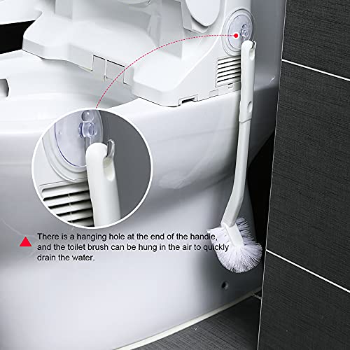 Baffect Curved Toilet Brush with Long Anti-Slip Grip Handle (Plastic) | Toilet Cleaning Brushes Strong Decontamination Hanging Portable Toilet Bowl Brush Bathroom Accessories