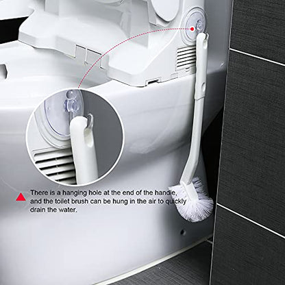 Baffect Curved Toilet Brush with Long Anti-Slip Grip Handle (Plastic) | Toilet Cleaning Brushes Strong Decontamination Hanging Portable Toilet Bowl Brush Bathroom Accessories