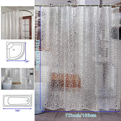 Bostofy Waterproof Shower Curtain Liner 8G EVA Thick Shower Curtain with Heavy Duty 3 Bottom Magnets, Shower Liner for Shower Stall, Bathtubs, 3D Pebble Pattern, 72 x 72,12 Hooks - color: Clear Stone, size: 72"W x 72"L (Pack of 1)