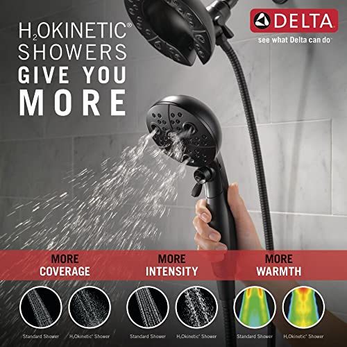 Delta Faucet 5-Spray In2ition Dual Shower Head with Handheld Spray, H2Okinetic Matte Black Shower Head with Hose, Showerheads, Handheld Shower Heads, Magnetic Docking, Matte Black 58480-BL-PK - color: Matte Black