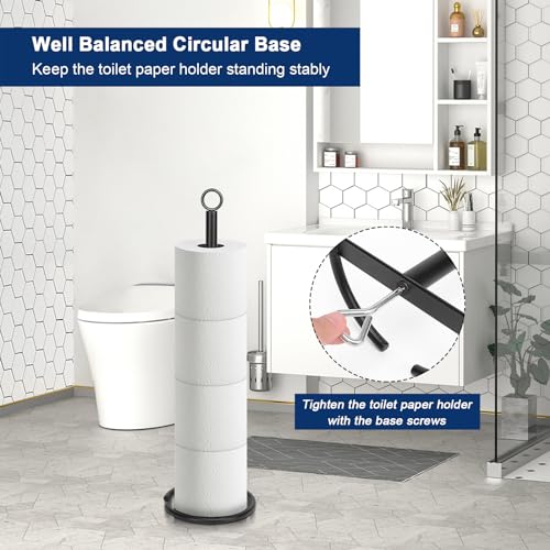 NearMoon Bath Toilet Paper Holder Stand, Freestanding Tissue Paper Storage with Reserve, Space Toilet 4 Rolls Holder for Bathroom/Kitchen Countertop-All Metal (2 Pack, Matte Black) - color: Matte Black