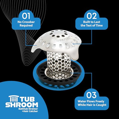 TubShroom Ultra Revolutionary Bath Tub Drain Protector Hair Catcher/Strainer/Snare Stainless Steel, Single Pack - style: Stainless Single