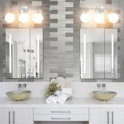 Elagant Modern Brushed Nickel Bathroom Vanity Lights, 3-Lights Bathroom Light Fixtures with Milky White Globe Glass Shade, Bathroom Wall Sconces Light over Mirror Dressing Table Bedroom Living Room - color: Nickel, size: 3 light