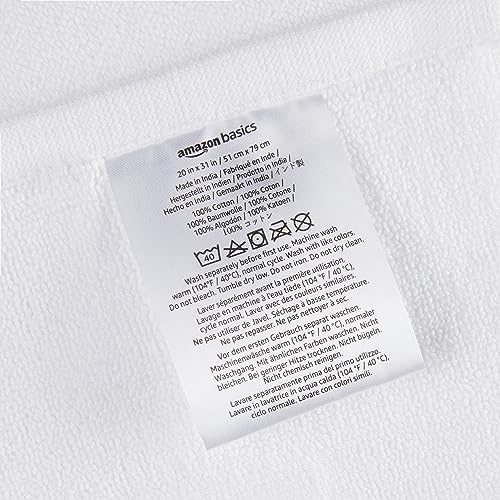 Amazon Basics Non-Slip Cotton Bath Mat, 100% Cotton Absorbent, Machine Washable, 31" L x 20" W, Bright White - color: White, size: 20 x 31 inches