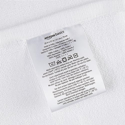 Amazon Basics Non-Slip Cotton Bath Mat, 100% Cotton Absorbent, Machine Washable, 31" L x 20" W, Bright White - color: White, size: 20 x 31 inches