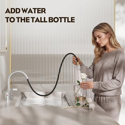 Pull Down Sprayer Brushed Nickel Widespread Bathroom Sink Faucet, 8 Inch 2 Handles 3 Hole Pull Out Bathroom Faucet,with Pop Up Drain and Water Supply Line,BF04022-K01-GBN - color: Brushed Nickel