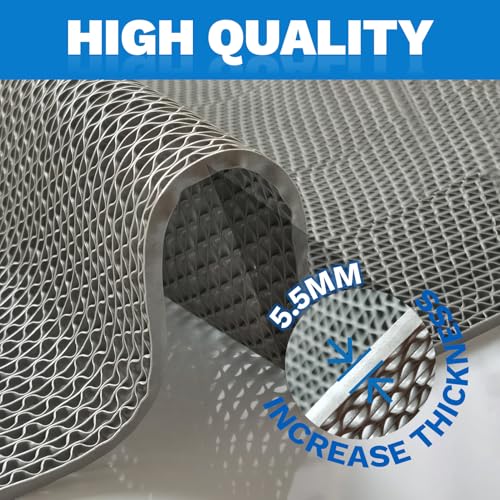 PVC Drainage Floor Mat 3x10Ft, Non-Slip 0.22'' Thick Heavy Duty Mesh Hole Pool Mat, Commercial PVC Mesh Hollow Mats, Outdoor Indoor Rug for Bathroom Patio Bath Shower Wet Area (Grey)