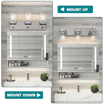 3-Light Bathroom Light Fixtures, Brushed Nickel Vanity Lights for Bathroom, Kitchen, Living Room, Modern Bathroom Vanity Lights with Clear Glass Shades - color: Brushed Nickel, size: 3 Light