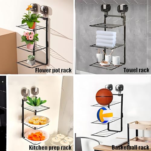 KINGFINGER 3 Tier Shower Caddy with Suction Cup,Large Hanging Caddy Organizer, No Drilling, Split Design for Easy Access