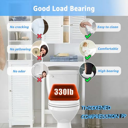 Huttdmel Toilet Seat Round 16.5 Inch & Quick Release - Quick Connect, Standard Toilet Lid Soft Close, PP Material Safe & Easy Clean and Install, Sturdy Accessories Never Loosen, White Plastic - color: White, size: Round 16.5inch & Quick-Release