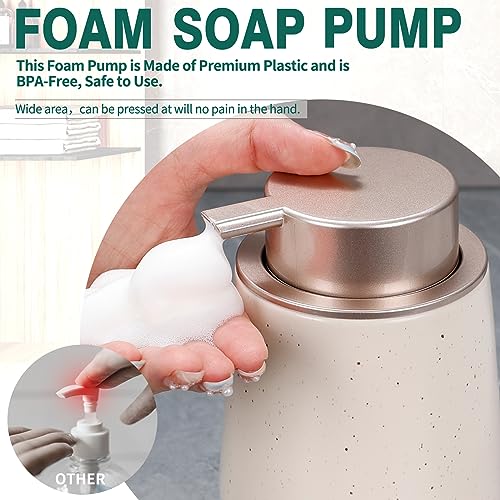 Bosilunlife 12Oz Ceramic Foam Soap Dispenser for Bathroom Kitchen Counter | Premium countertop foam pump creates delicate dense foam, stable desktop placement, Apricot with Speckle - color: Apricot
